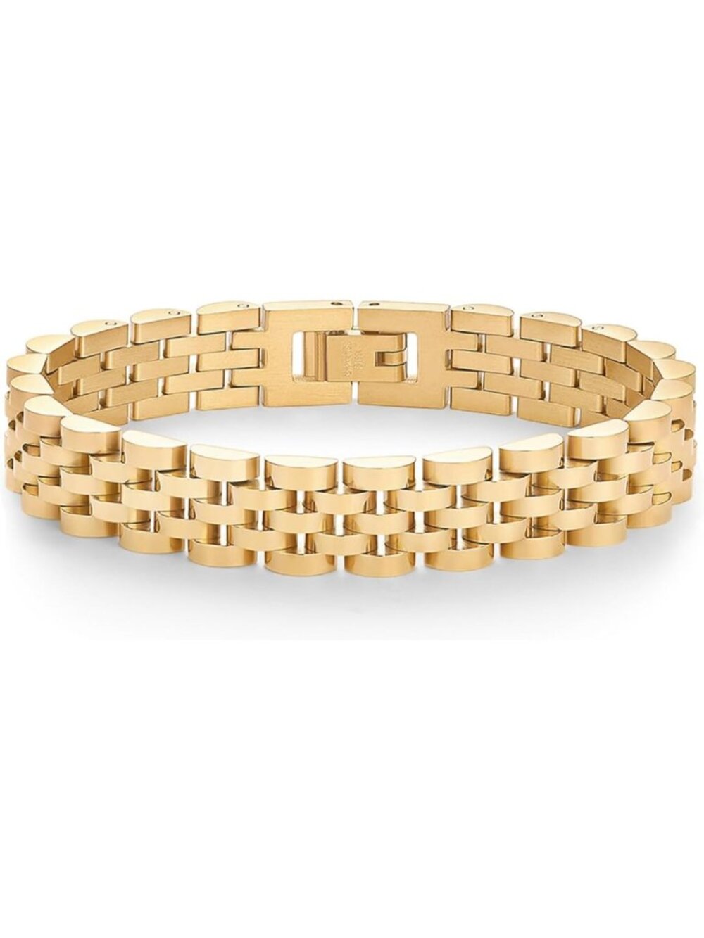 Stylish 14K Gold Plated Waterproof Chunky Link Bracelet for Women - Two-Tone